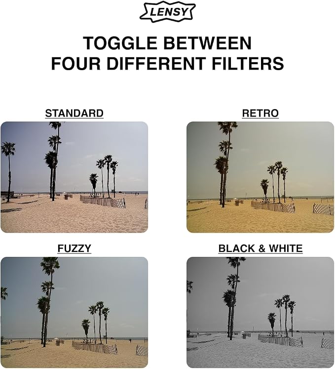 LENSY Screen Free Digital Camera | Four Built in Filters | Rechargeable