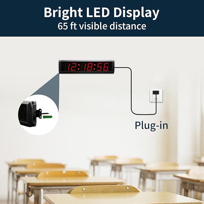 Large Digital Wall Clock with Remote Control, LED Stopwatch Timer, Count Up