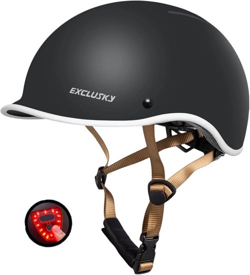 Exclusky Bike Helmet - Adjustable Safety Certified Cycling Helmet for Men & Women | USB Rechargeable Light