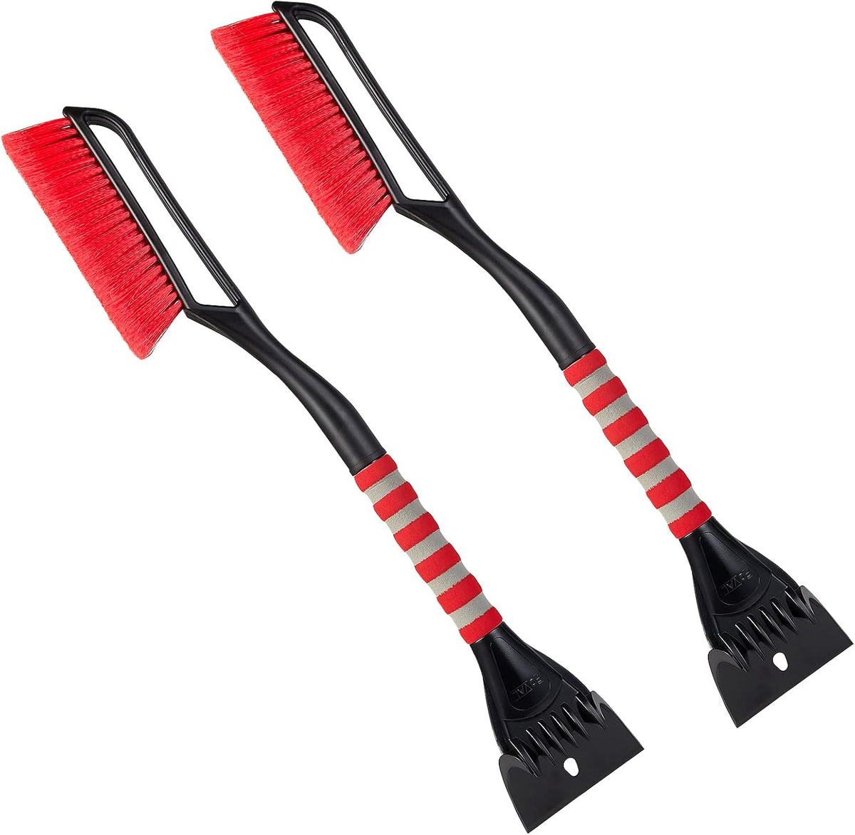 FOVAL 27" Snow Brush with Wider Ice Scraper (4.73" Width)(2 Pack), Snow Removal Car Brush with Comfortable Foam Grip for Cars, Trucks, SUVs, Windshield (Heavy Duty ABS, PVC Brush)