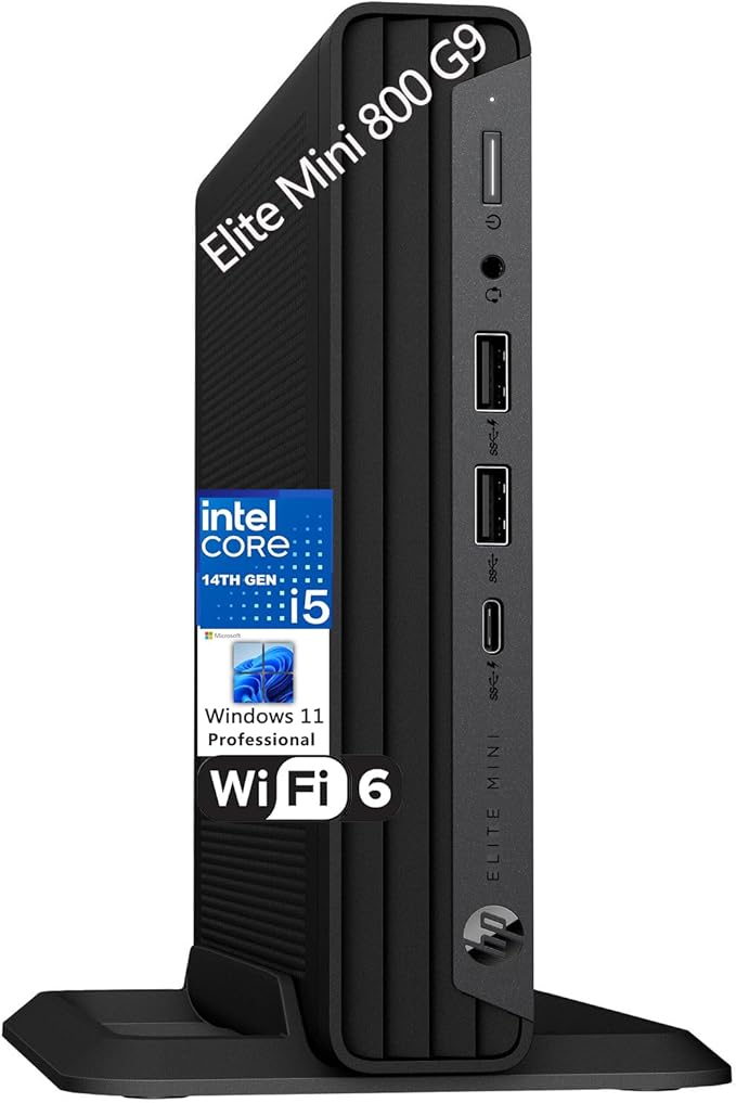 HP Elitedesk 800 G9 Mini PC, i5-14500, 32GB DDR5, 1TB SSD, Windows 11 Pro | Ultra-Compact & Silent Design Desktop Computer for Business, 3X 4K Display Support, Wired Keyboard & Mouse & Stand