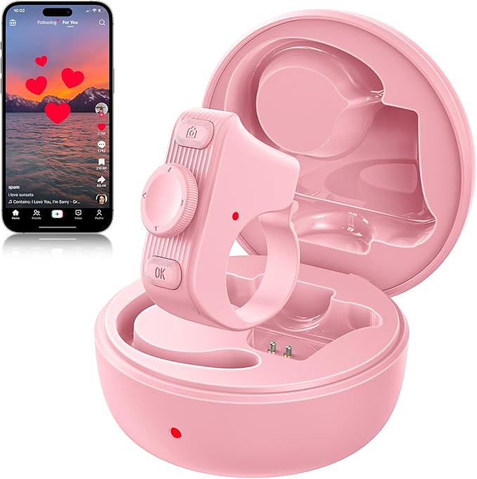 Remote Scrolling Ring for Tiktok, Page Turner for Kindle App, Tablet-Light Pink