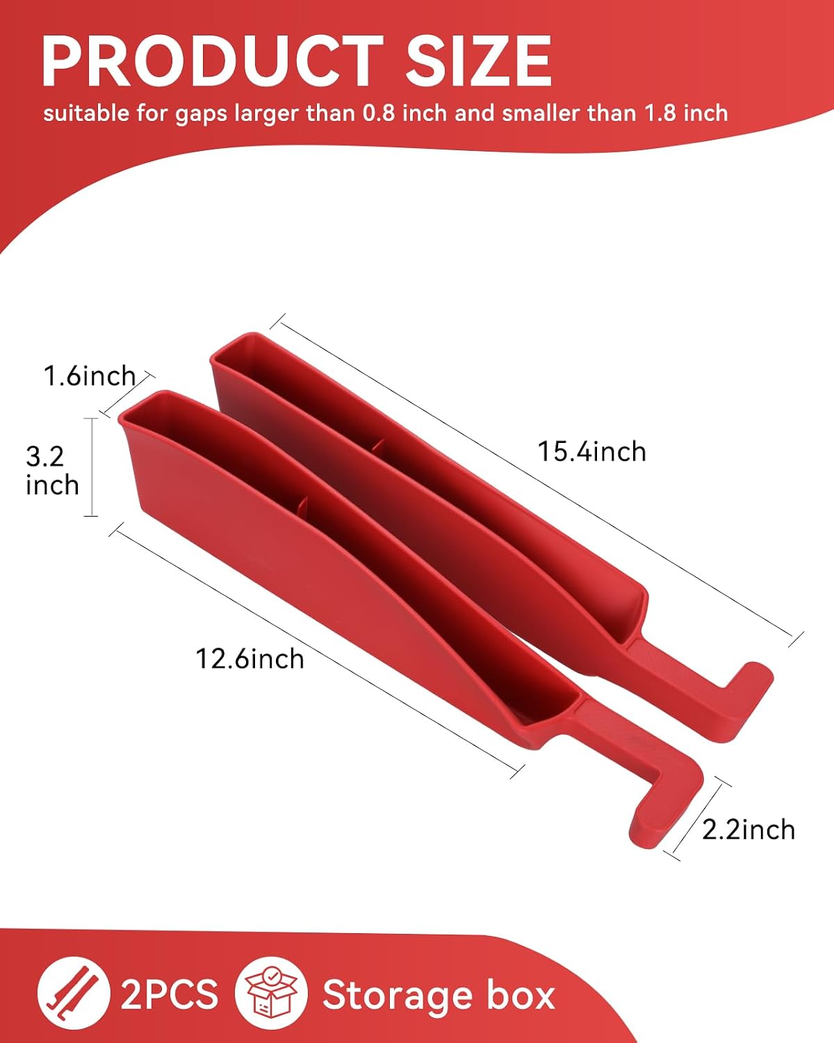 Car Seat Gap Filler, Seat Gap Organizer with Phone Holder, Car Seat Accessories, Car Organizer Fit SUV Truck-2PCS Red