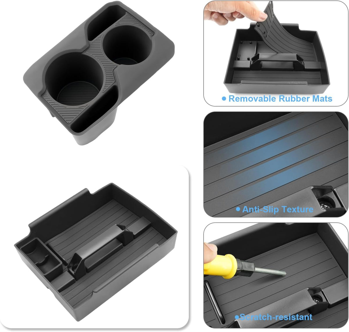 (2Pack) Coleya 2025 2026 K4 Center Console Organizer &Cup Holder for Kia K4 (LX/LXS/EX/GT-Line/GT-Line Turbo), Durable ABS Plastic&Anti-Slip Rubber Console Tray Insert 2026 K4 Accessories