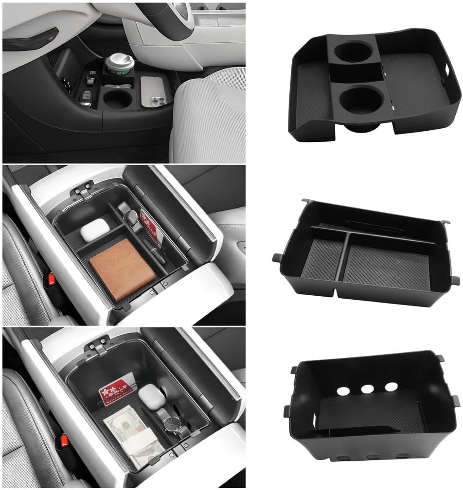 LUWU 2026 Palisade Accessories for 2026 Hyundai Palisade Accessories Palisade LX3 Lower Center Console Organizer, Armrest Console Tray Storage Box Black 3-Pack (Only for 7-Seat)