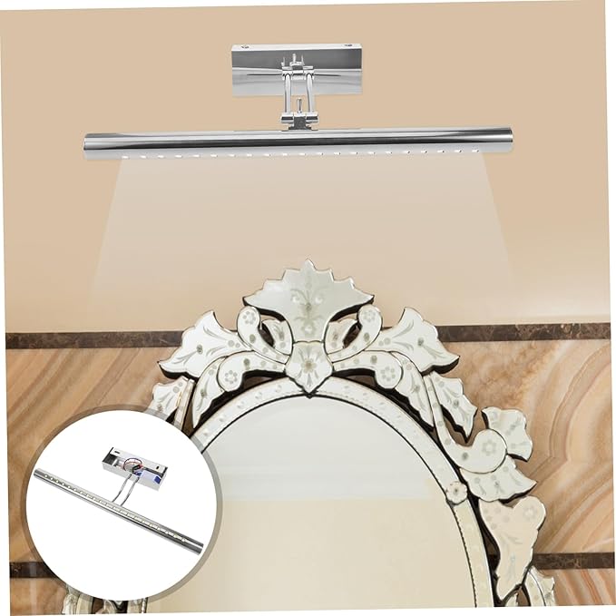 Silver LED Bathroom Mirror Light Fixture Waterproof Anti-Fog Wall Lamp for Vanity Modern Design Dimmable Function for Makeup and Bathroom Decor