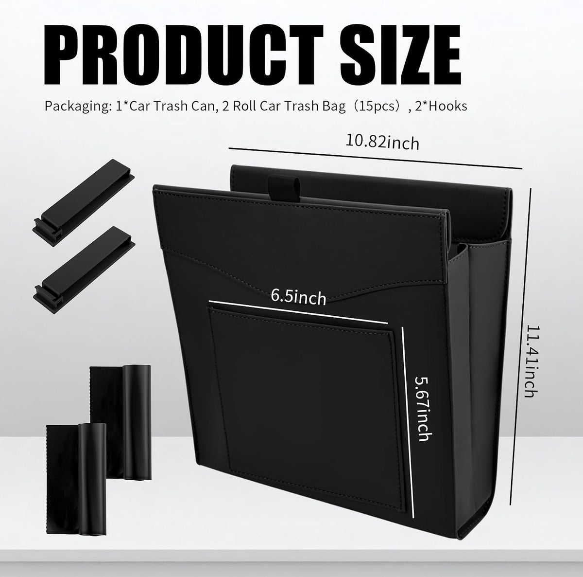Leak-Proof Magnetic Car Trash Can with 2 Rolls Trash Bags