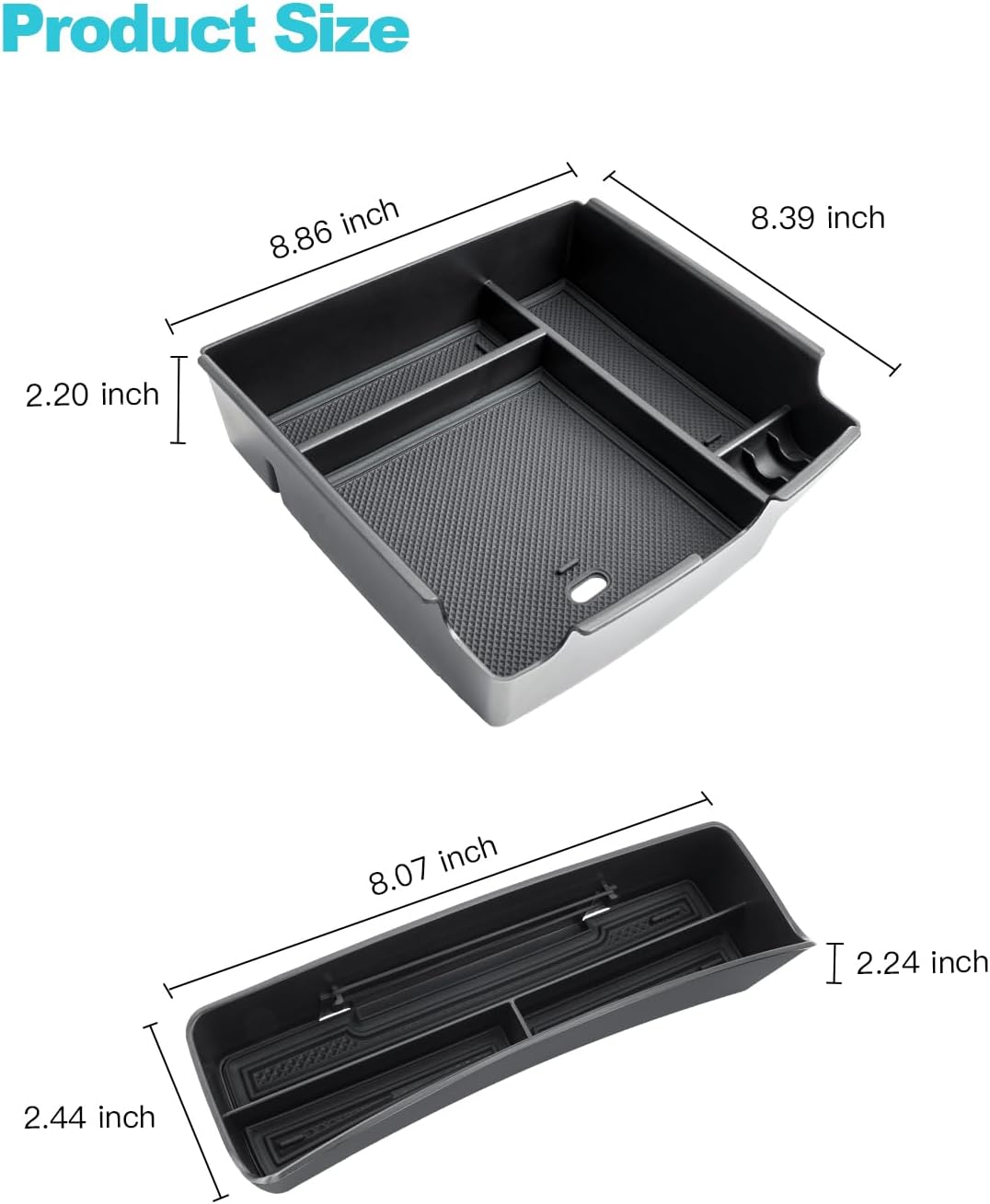 CDEFG 2Pcs for 2025 2026 2027 Kia Carnival Center Console Organizer, 2025 2026 2027 Kia Carnival (LX/LXS/EX/SX/SX Prestige) Accessories Middle Console Organizer Storage Box