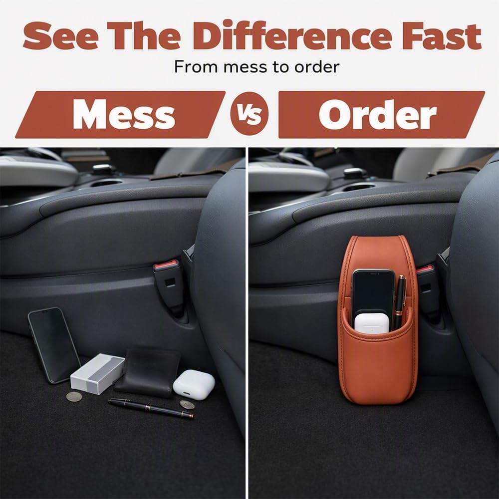 Leather Car Door Cup Holder, 2027 New Cup Holder for Car，Orange