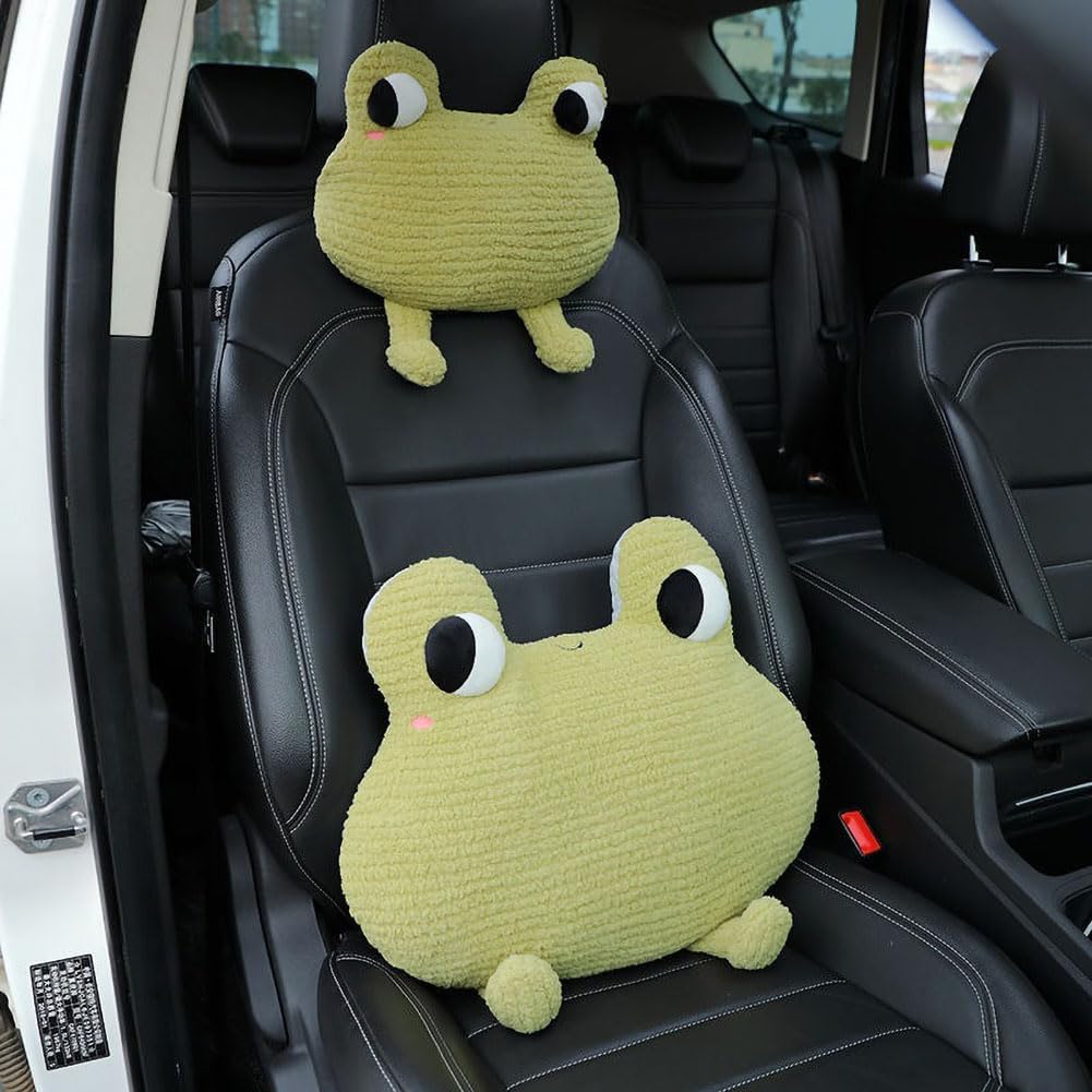 Frog Shaped Lumbar Support Pillow for Car Office Driver Seat Waist Cushion 1 PCS