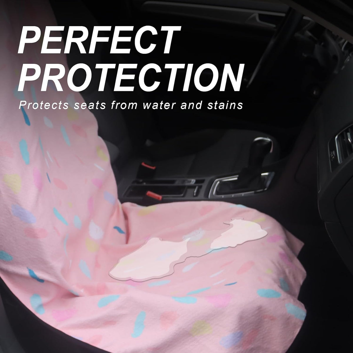 Sweat Towel Car Seat Cover Protector Front Seats for Gym Workout, Running, Swimming, Beach and Hiking, Waterproof Universal Seat Cover for Car, Trucks, Van & SUV (1, Pink Marble, Front)