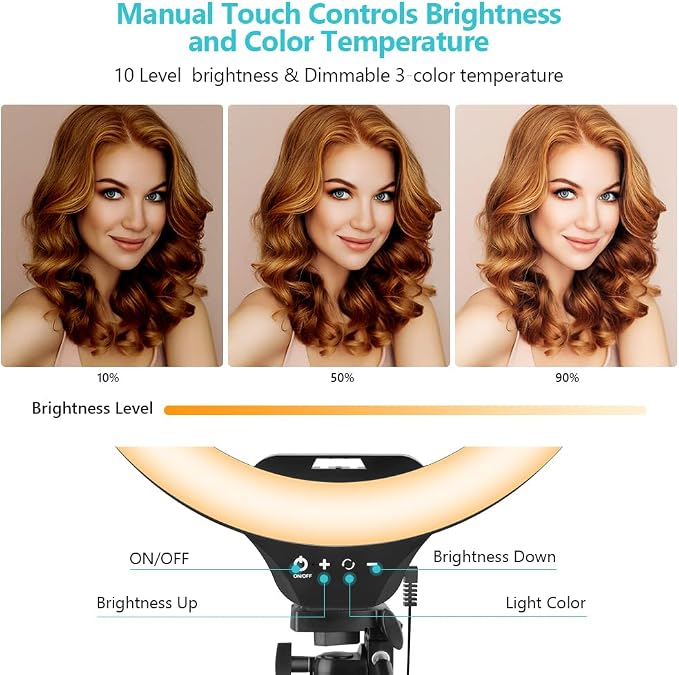 Sensyne 14" Ring Light with Tripod Stand, LED Circle Light with Phone Holder