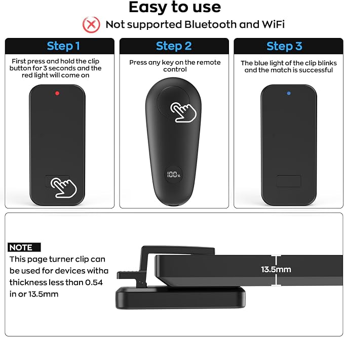Page Turner for Kindle, Remote Control Clicker for Kindle Paperwhite Colorsoft