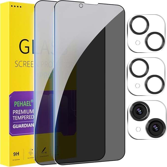 PEHAEL 2+2 Pack for iPhone 14 Plus Privacy Screen Protector