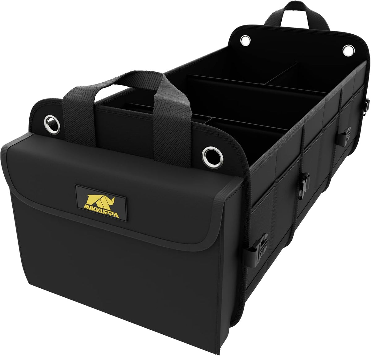 MIKKUPPA Car Trunk Organizer with Cooler, 100L, Premium Material, Gray | Collapsible Heavy Duty Large Car Organizer, Sturdy Trunk Storage for SUV with Adjustable Straps and Non Slip Bottom