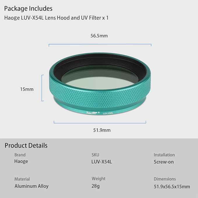 Haoge LUV-X54L Metal Lens Hood