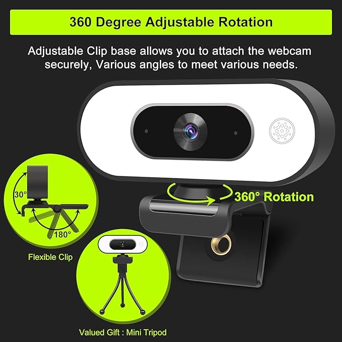 Webcam with Ring Light Microphone