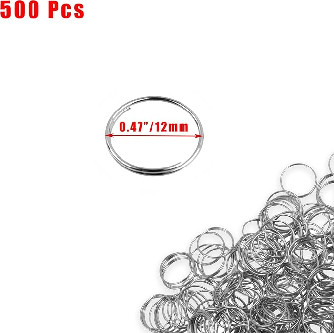 500PCS Stainless Steel Bright Silver Chandelier Split Rings, 0.47inch Diameter