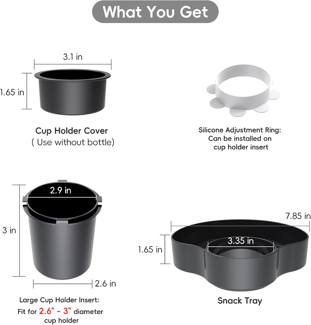 Car Seat Cup Holder Snack Tray for Kids Travel, 1-Pack, Black