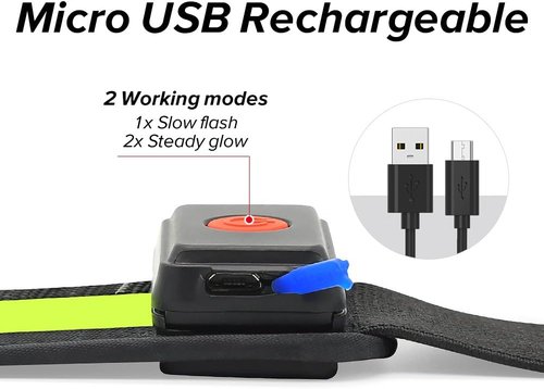 BSEEN LED Running Waist Belt - USB Rechargeable Reflective Safety Light for Runners & Cyclists
