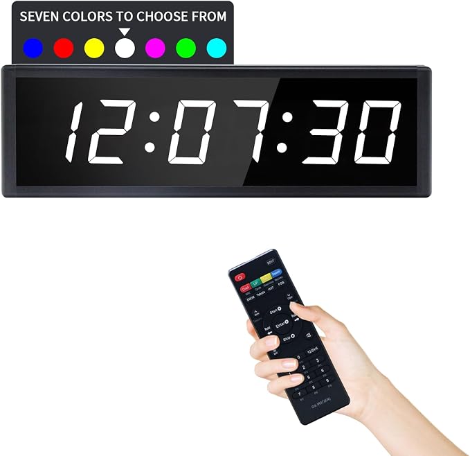 Large Digital Wall Clock with Remote Control, LED Stopwatch Timer, Count Up