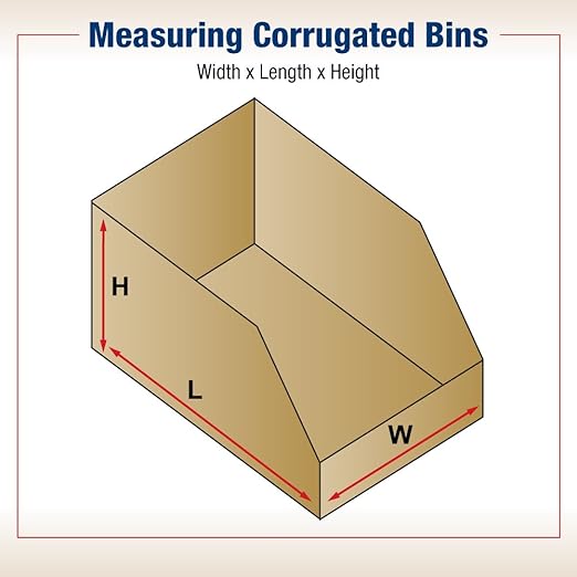 BOX USA BBINBWZ818K Open Top Bin Boxes, 8" x 18" x 4 1/2", Kraft (Pack of 50)