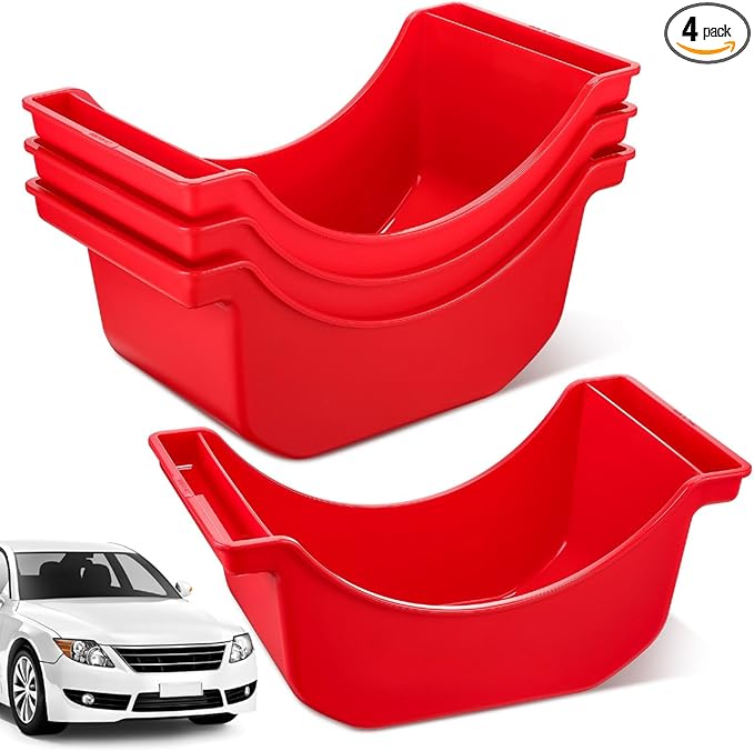 Gisafai 4 Pieces Oil Drain Pan for Wheels Plastic Truck and Trailer Wheel Pan Reusable Oil Drip tool for Wheels(Red)