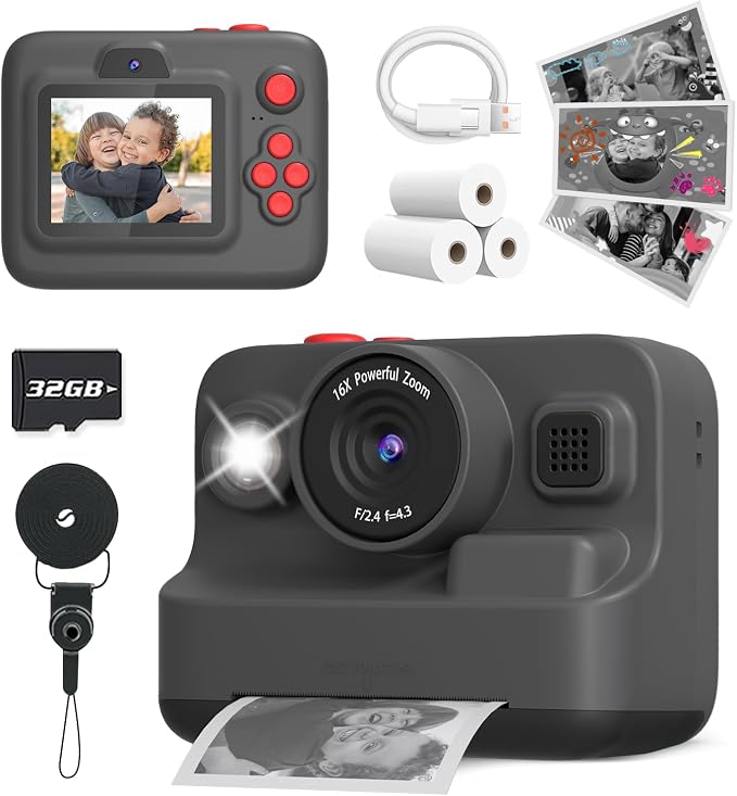 Yehtta Kids Camera Instant Print, Dual-Lens Front Rear Selfie Camera