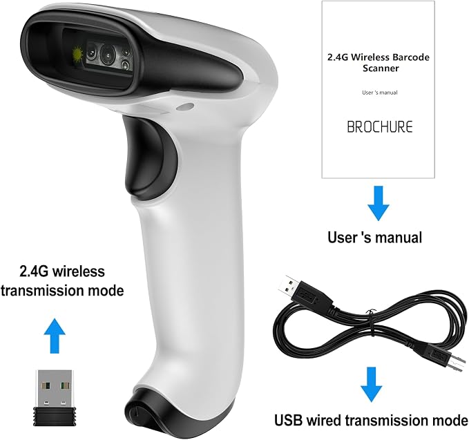 Symcode Bluetooth 2D Barcode Scanner 3-in-1 Wireless & USB Wired & Bluetooth