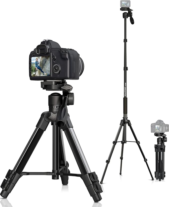 Camera Tripod 66.7 Inch, Patented 3-Way Rotating Portable Cameras Stand