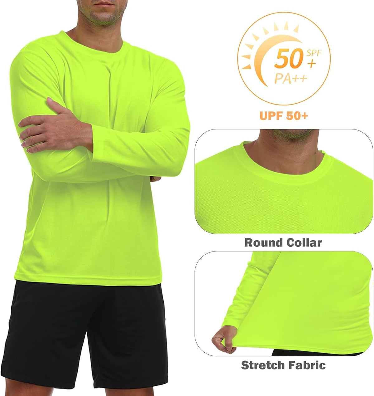 Skiennix Men's Long Sleeve Sun Shirt - Lightweight UV Protection Quick Dry Athletic Tee | Ideal for Hiking & Fishing