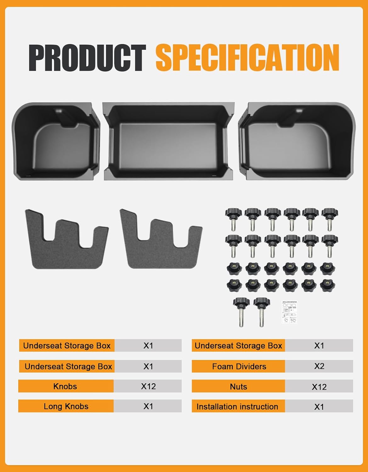 Under Seat Storage Box for Ford F150 F-150 2015-2026 SuperCrew/Crew Cab
