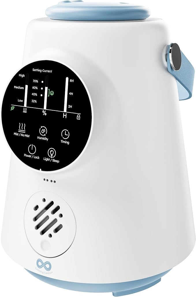 Everlasting Comfort 2.5L Top Fill Humidifier – Upgraded Easy to Clean 20HR Runtime Cool Mist Air Moisturizer for Bedroom, Home, Nursery & Large Room, Whisper-Quiet Soothing Hydration for Baby & Kids