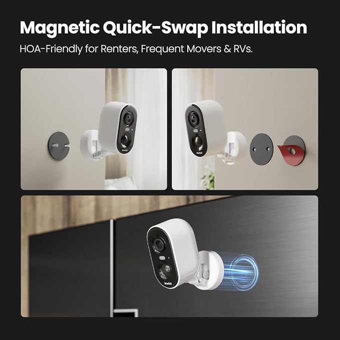 Kiwibit Solar Security Cameras Wireless Outdoor, 2K Magnetic Installation