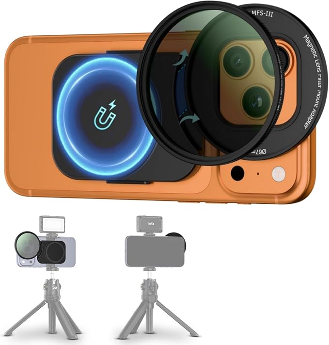Upgraded 67mm CPL Filter for iPhone 17, Lens Filter Adapter Pouch Set for