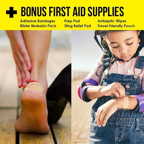 EVERLIT CARE Travel Essential First Aid Kit - TSA Compliant Mini Medkit with 64 Individually Packed Tablets