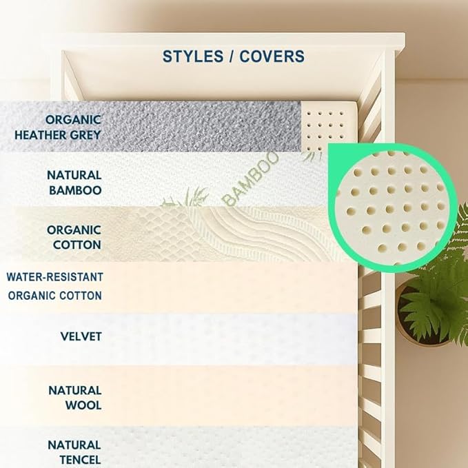 ORGANIC TEXTILES Organic Baby Mattress Topper with Heather Grey Cover - GOLS/GOTS Certified - Breathable, Hypoallergenic 3" MiniCrib (38"x24")