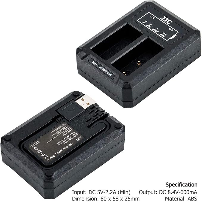 JJC NP-W126 NP-W126S Battery Charger USB Dual Slot