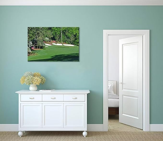 Augusta Golf Course Wall Art for Living Room Bedroom Bathroom Home Decorations Golf Art Golf Course Poster Picture Framed Artwork Canvas Prints Framed Ready to Hang(12''H x 16''W)