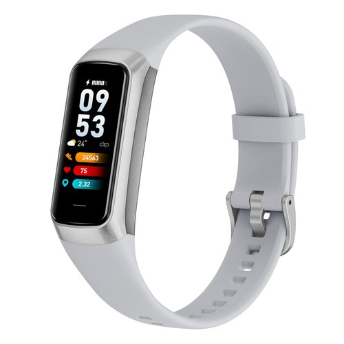 Fitness Tracker with 24/7 Blood Oxygen Heart Rate and Sleep Monitor,IP68 Waterproof,1.10''AMOLED Touch Color Screen,Step Counter Health Activity Trackers for Women Men (Grey)