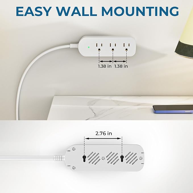Outdoor Power Strip Weatherproof, IPX6 Waterproof Surge Protector with 3 Wide Outlets, 1625W/13A, 5FT Extension Cord, Wall Mountable for Indoor Outdoor, UL FCC Listed-White
