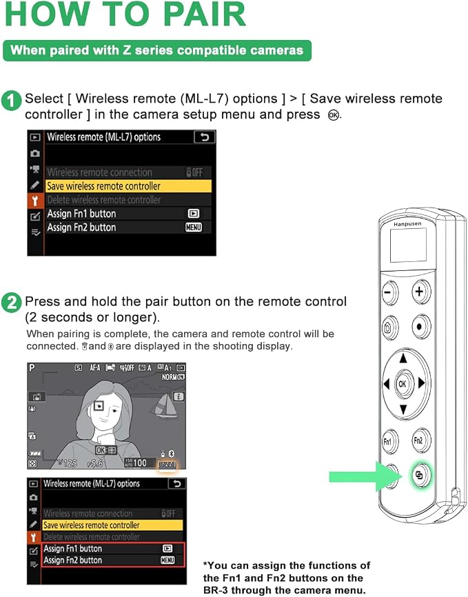 for Nikon Camera Remote Control, Hanpusen Rechargeable Wireless Shutter Release