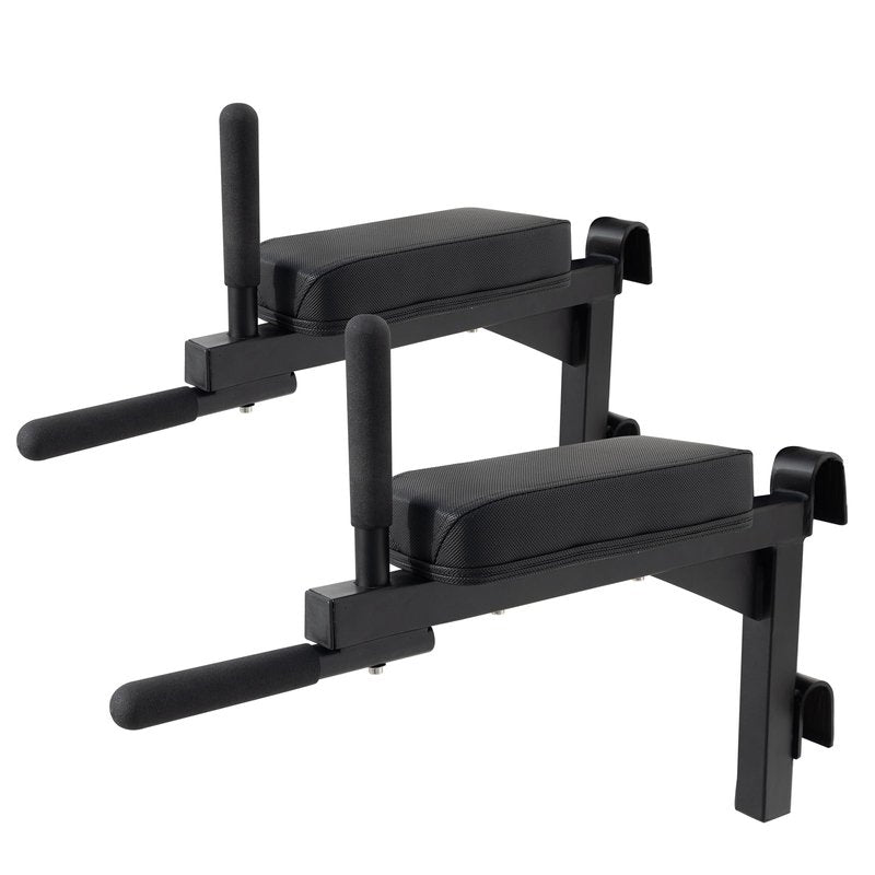 RIOWLAU Swedish Ladder Dip Bar Attachment, Fits TS003A Ladder, Wood Stall Bar for School, Physical Therapy and Gymnastics, Multi-grip (Black, 28"L x 6"W x 20"H)