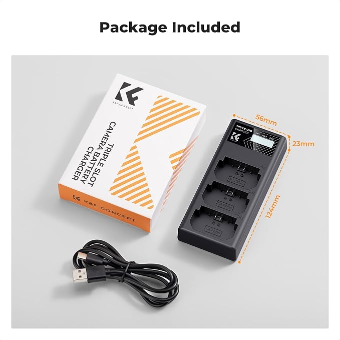 K&F CONCEPT NP-FZ100 Battery Charger, 3-Slot A7iii Camera Battery Charger