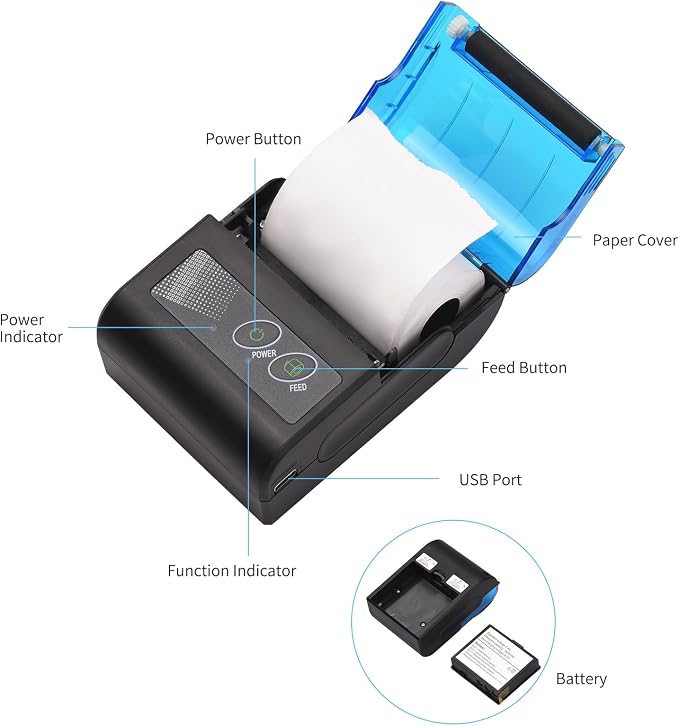 Receipt Printer, Sunydog Portable Mini Thermal Receipt Printers USB Receipt