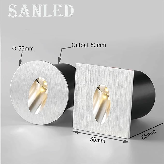 Wall Sconce Lamps Embedded with Mounting Box Round Nightlight for Stair Step Corridor Balcony Luminaire AC85-265V/DC12V(Warm(2700-3500K),3W 12V-24V)