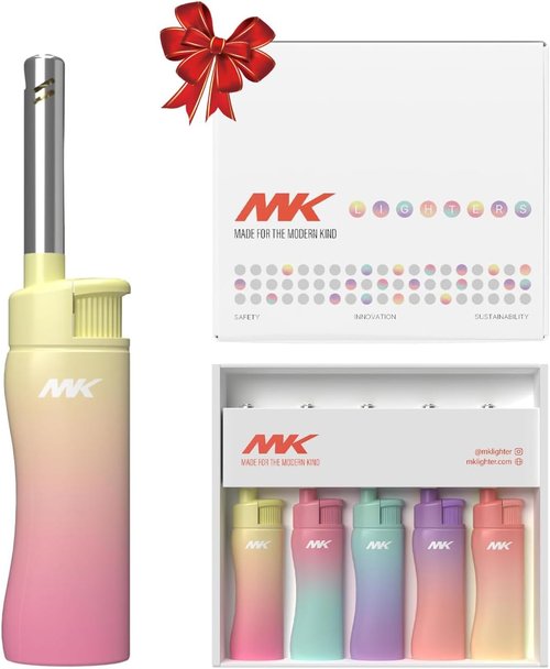 MK Lighter Collector’s Edition Refillable Candle - Jet Flame Butane with Long Wand for Indoor & Outdoor Use