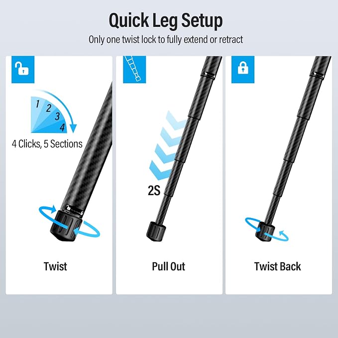 SIRUI 60" Carbon Fiber Tripod for Camera