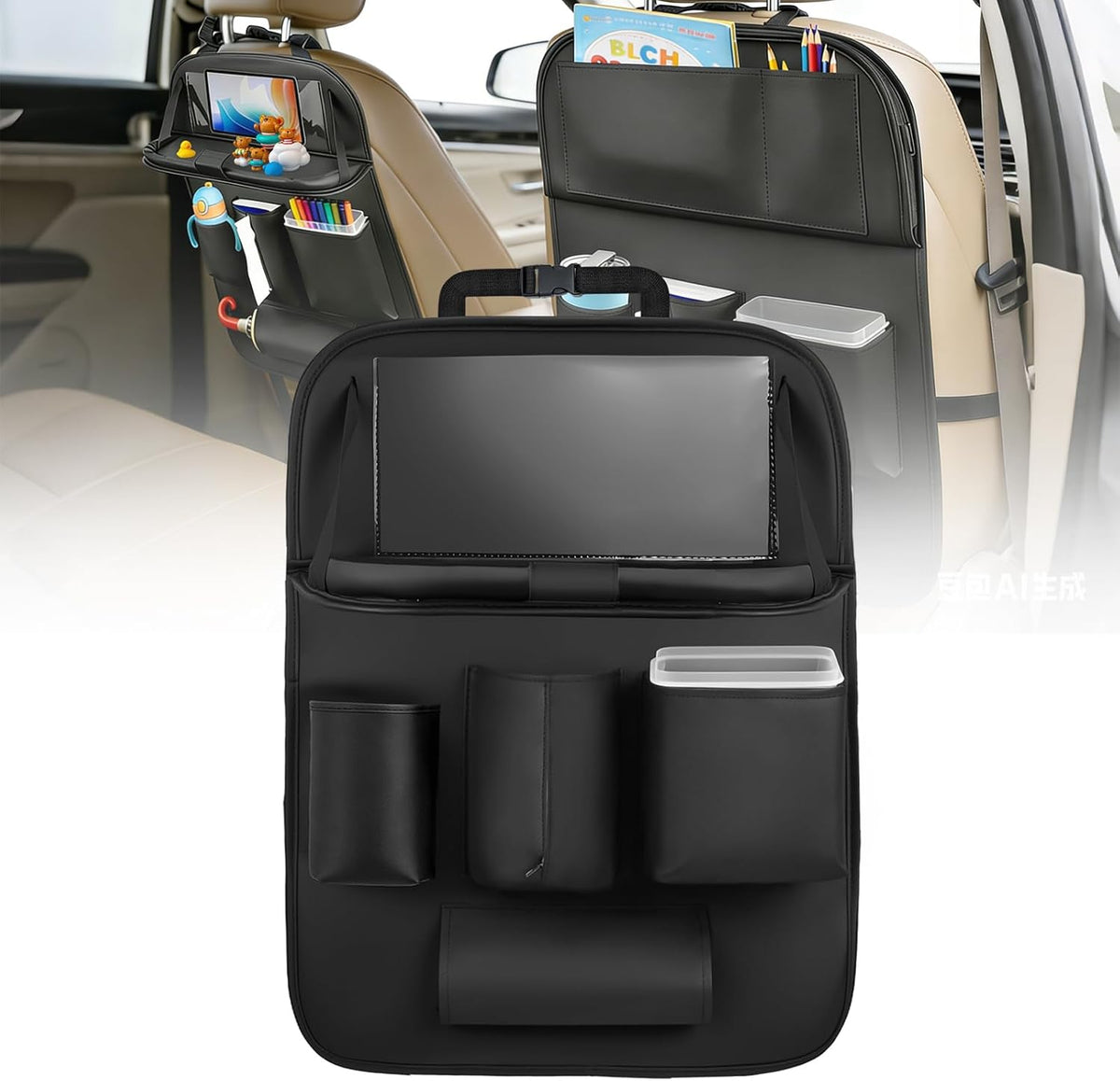 Nilight Car Seat Back Organizer 2PCS Black Oxford Fabric Universal