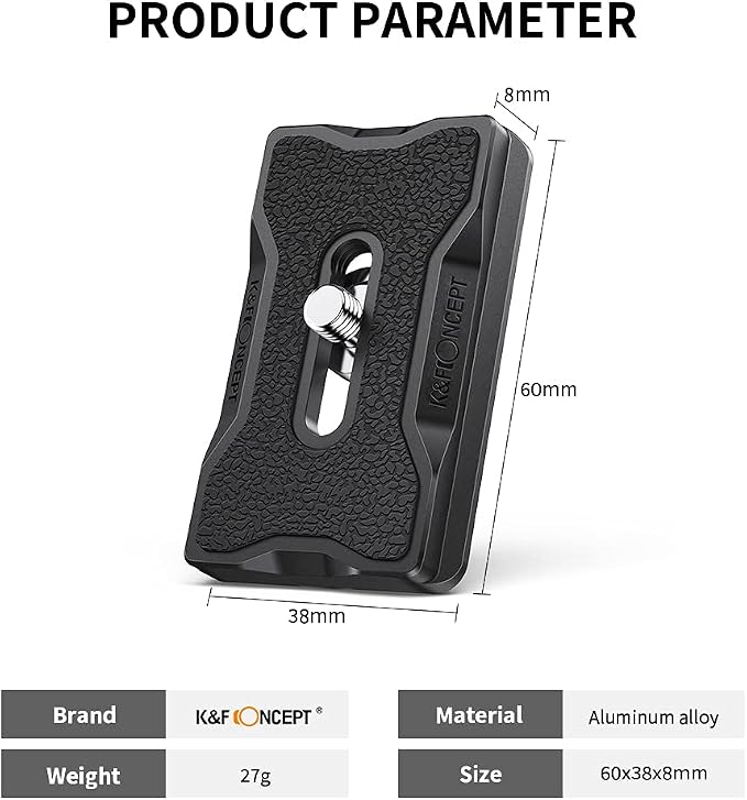 K&F CONCEPT Set of 2 Quick Release Plate Adapter 1/4 Inch Aluminium Tripod Mount